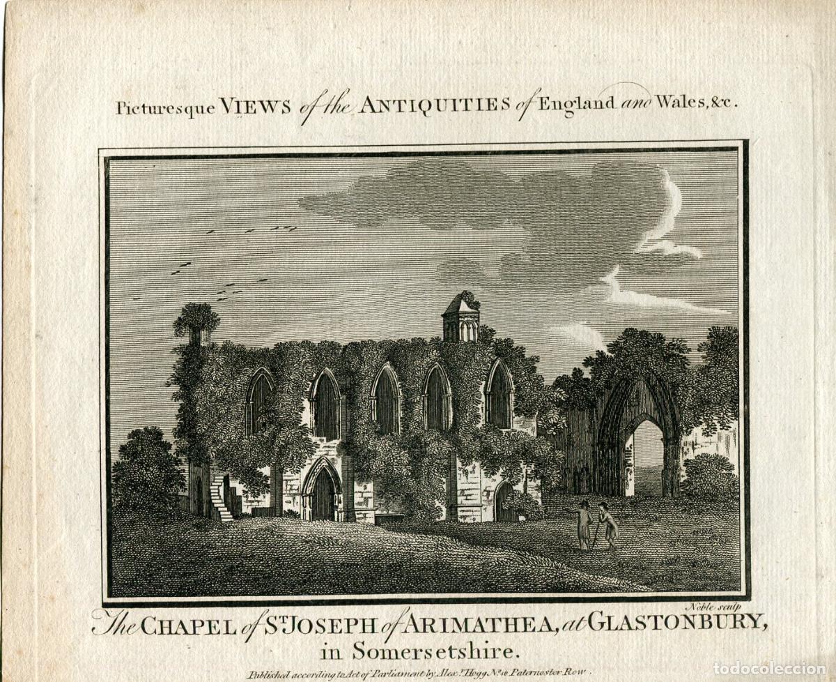 Arte: Capilla de San Jos&eacute; de Arimatea, Glastonbury - Grabado original 1786