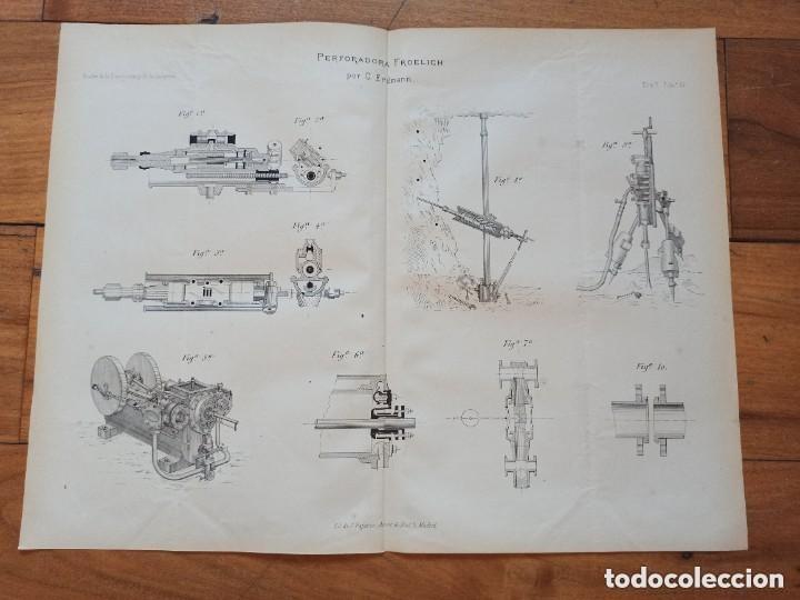 Art: GRABADO TECNOLOG&Iacute;A S.XIX, PERFORADORA FROELICH, ORIGINAL MADRID,1880.