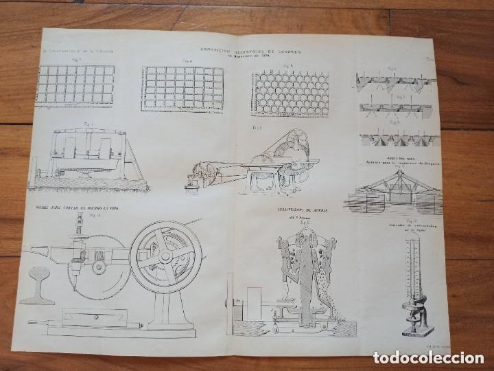 Arte: GRABADO TECNOLOG&Iacute;A S.XIX, EXPOSICI&Oacute;N INDUSTRIAL LONDRES 1879, ORIGINAL MADRID,1880.