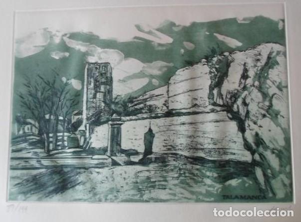 Arte: Daniel Merino (Madrid 1941-2011) grabado Talamanca Jarama 1990 de 23x33 papel 34x44 co camisa