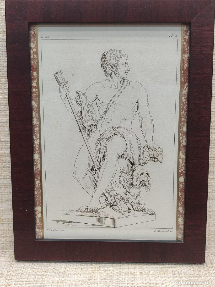 Arte: Un cazador. Nicolas Coustou. Annales du musee 1807, Tomo VIII. Plancha 8. Cuadro.