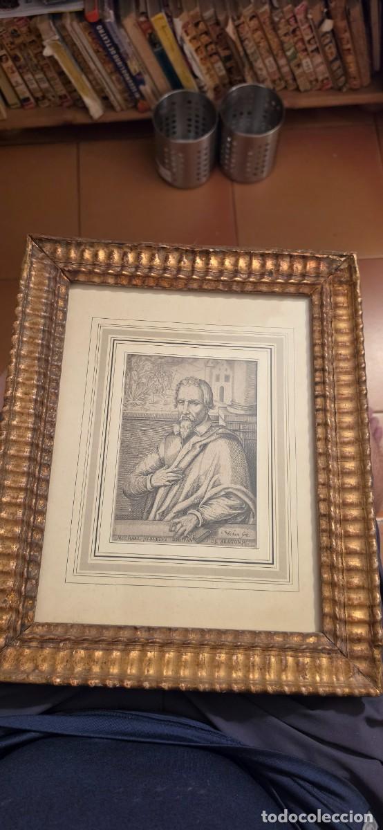 Arte: Precioso grabado Miguel Servet en marco antiguo