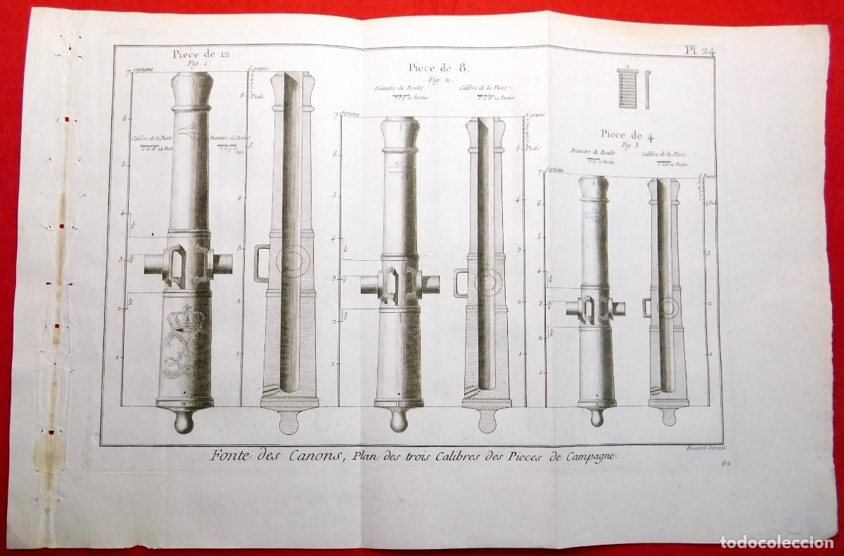 Arte: A&ntilde;o 1767 - Encyclop&eacute;die de Diderot y d&acute;Alembert - Hoja original Fundici&oacute;n de ca&ntilde;ones - Robert B&eacute;nard