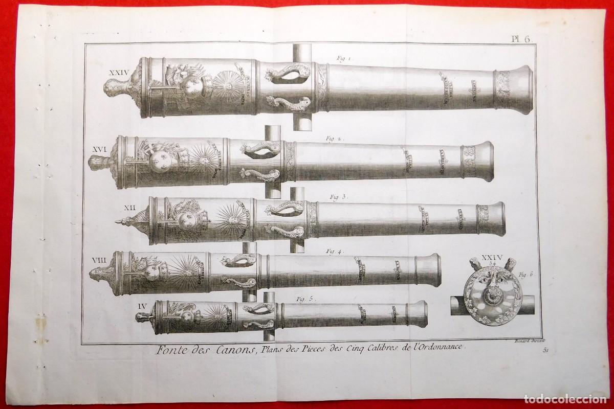 Arte: A&ntilde;o 1767 - Encyclop&eacute;die de Diderot y d&acute;Alembert - Hoja original Fundici&oacute;n de ca&ntilde;ones - Robert B&eacute;nard