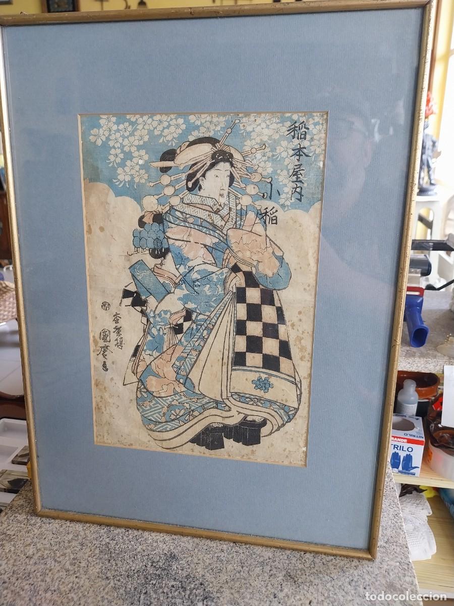 Arte: GRABADO JAPONES - LA CORTESANA -- ESCUELA UTAGAWA -- SIGLO XIX --