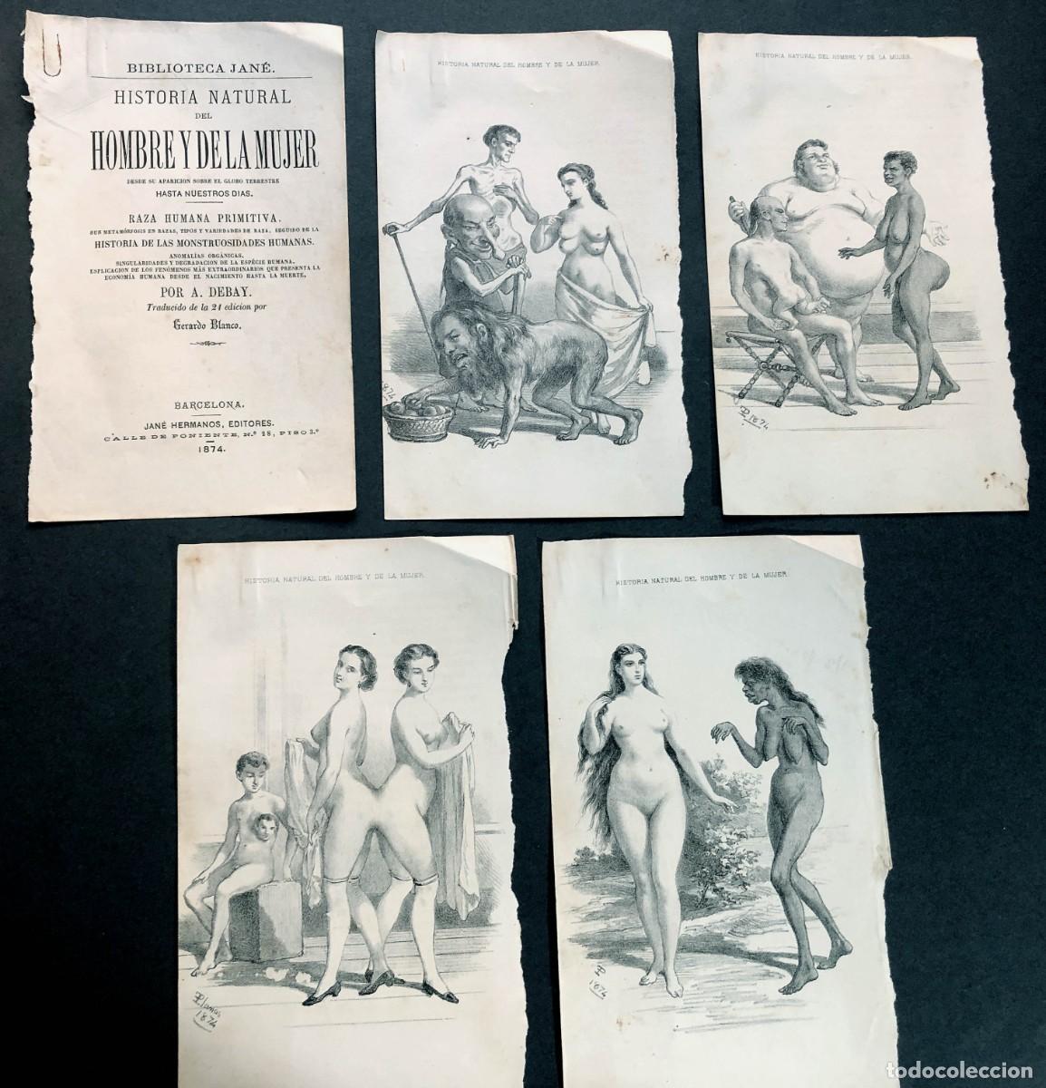 Arte: GRABADOS / LIBRO HISTORIA NATURAL DEL HOMBRE Y LA MUJER A. DEBAY / BARCELONA 1874 / JAN&Eacute;