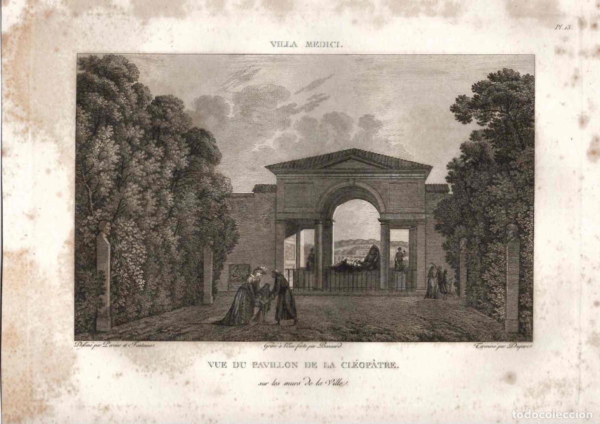 Arte: GRABADO VILLA MEDICI. ROMA. VUE DU PAVILLON DE LA CL&Eacute;OP&Agrave;TRE. SIGLO XVIII