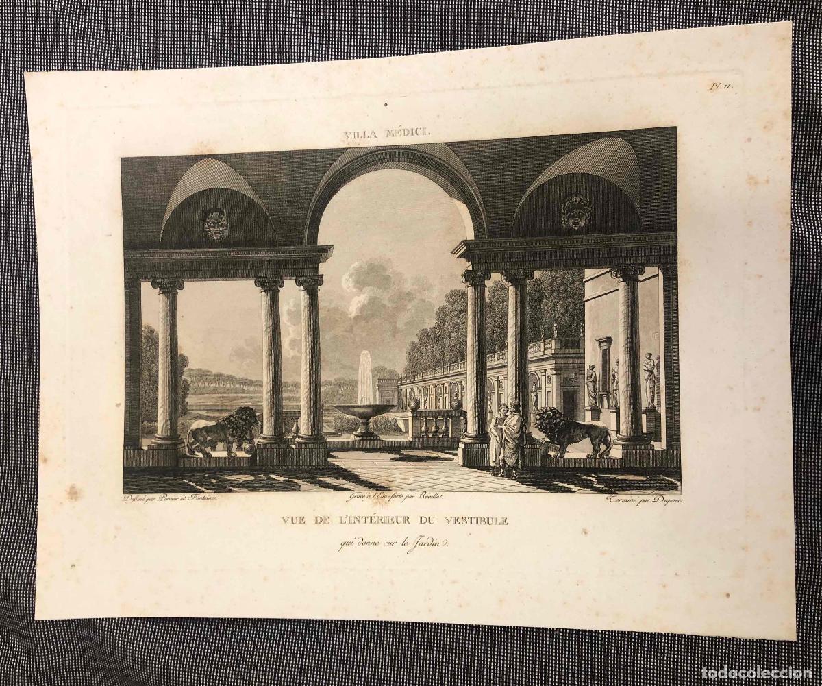 Arte: GRABADO VILLA MEDICI. ROMA. VUE DU L'INTERIEUR DU VESTIBULE. SIGLO XVIII