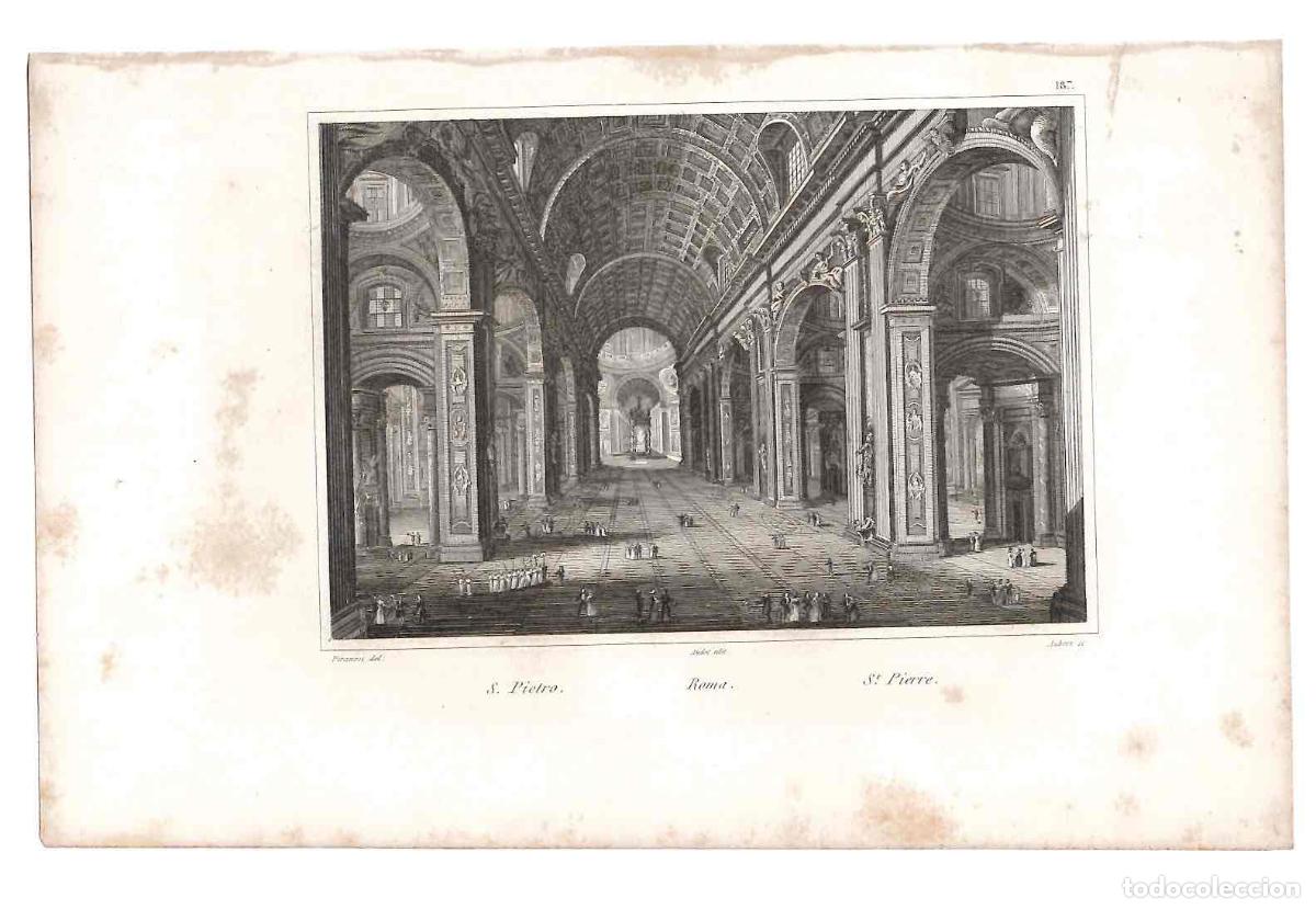 Arte: GRABADO BASILICA DE SAN PEDRO, ROMA. ITALIA. SIGLO XIX