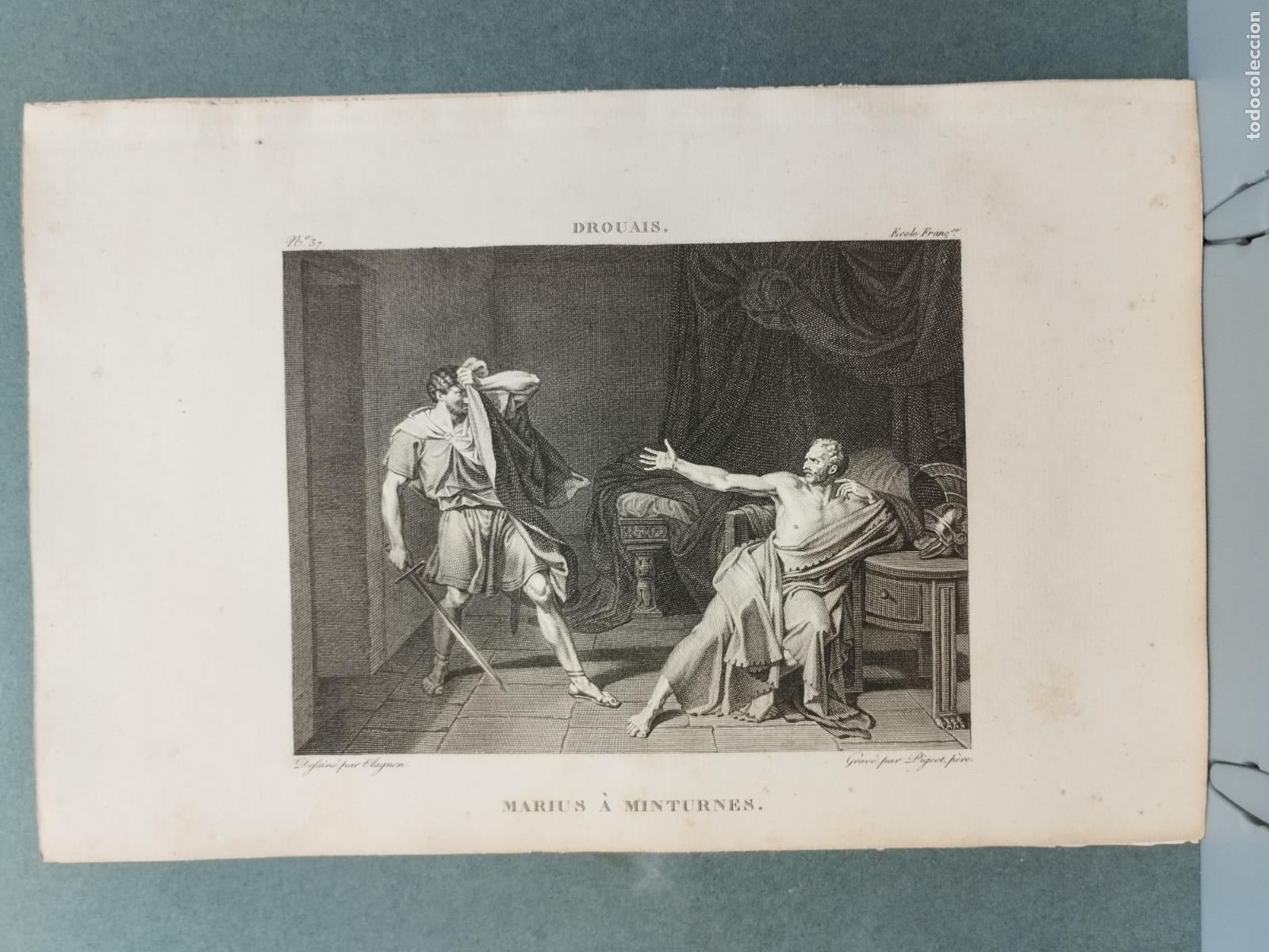 Arte: BZB GRABADO SIGLO XVIII-S. XIX. DROUAIS. MARIUS &Agrave; MINTURNES. GRAV&Eacute; PAR PIGEOT P&Egrave;RE.
