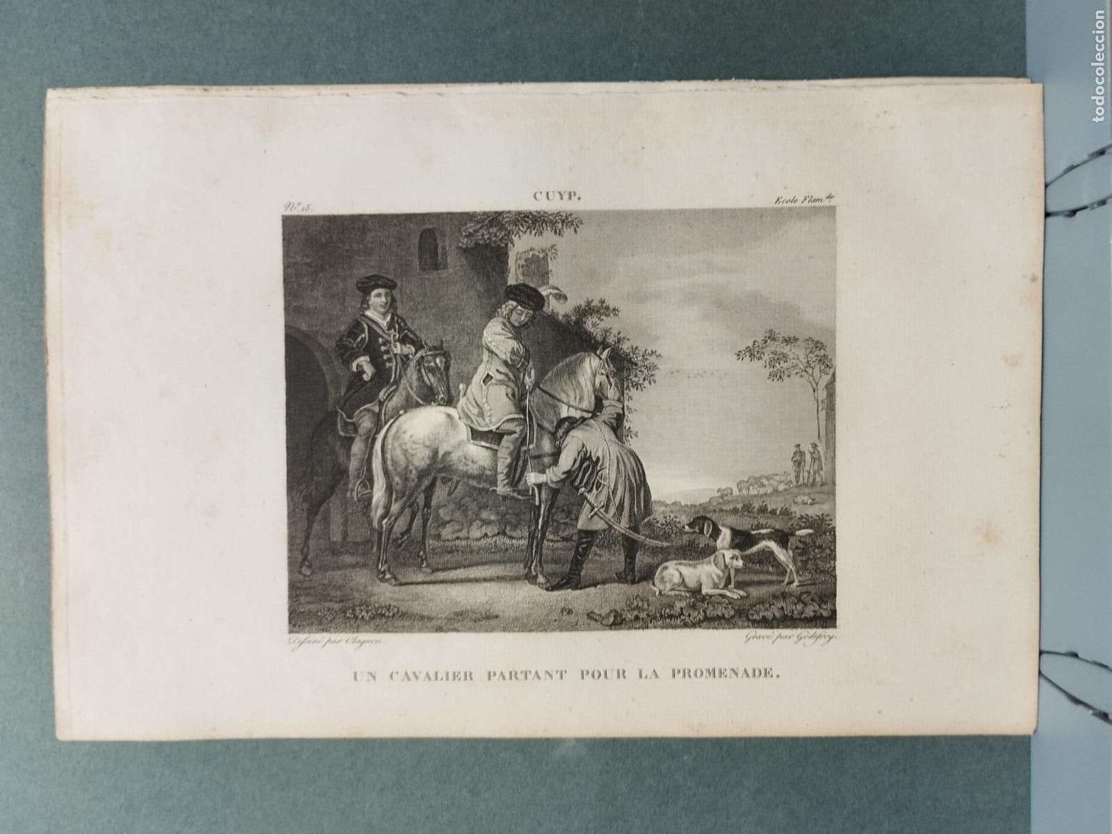 Arte: BZB GRABADO SIGLO XVIII-S. XIX. CUYP. UN CAVALIER PARTANT POUR LA PROMENADE. GRAV&Eacute; PAR GODEFROY