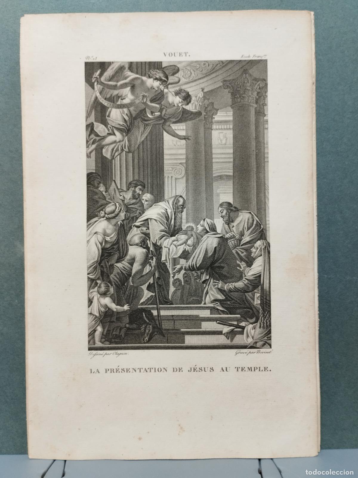 Arte: BZB GRABADO SIGLO XVIII-S. XIX. VOUET. LA PR&Eacute;SENTATION DE J&Eacute;SUS AU TEMPLE. GRAV&Eacute; PAR BOVINET