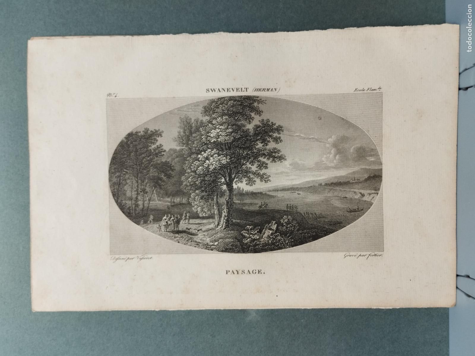 Arte: BZB GRABADO SIGLO XVIII-S. XIX. HERMAN SWANEVELT. PAYSAGE. GRAV&Eacute; PAR FORTIER.