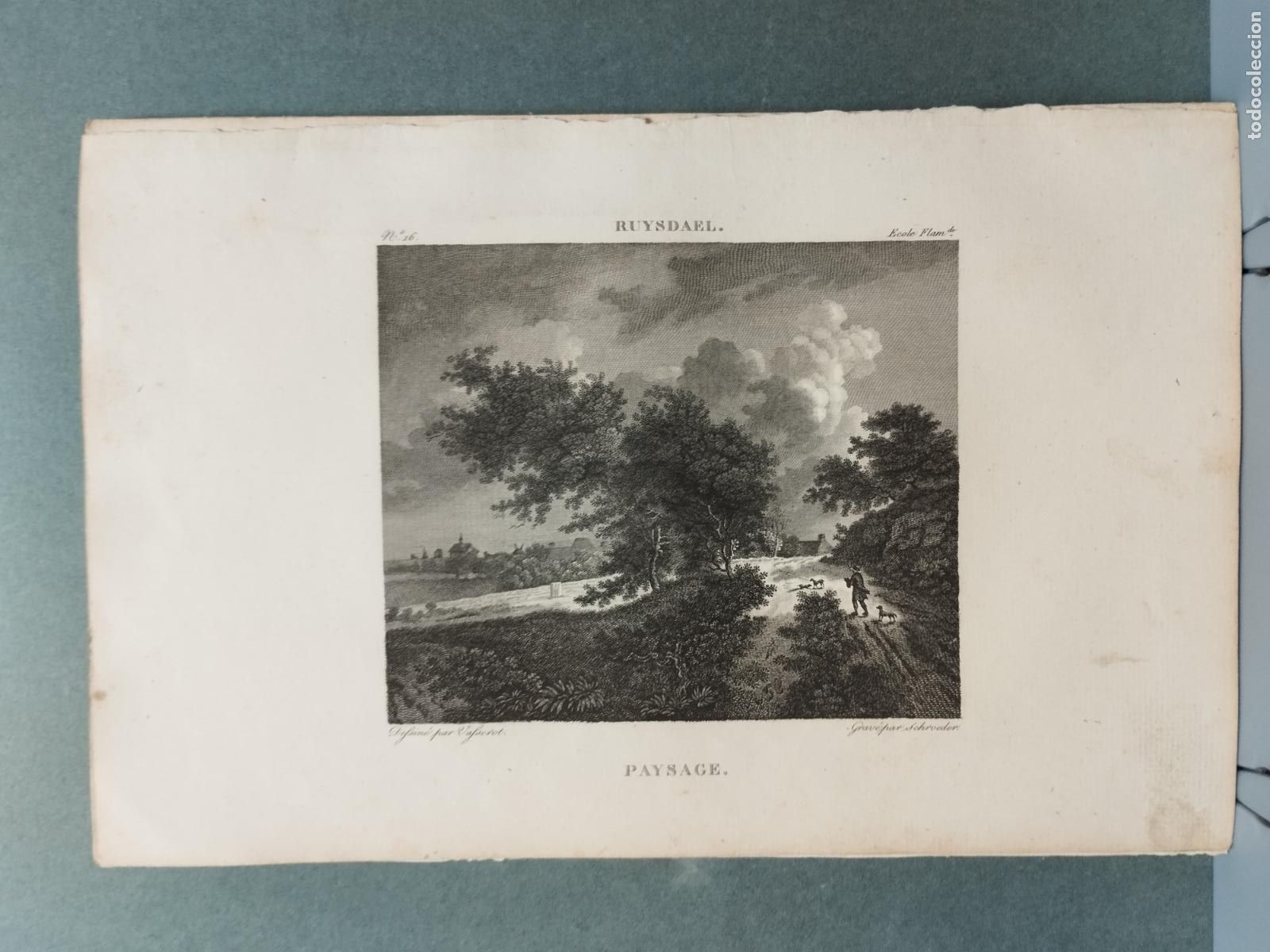 Arte: BZB GRABADO SIGLO XVIII-S. XIX. RUYSDAEL. PAYSAGE. GRAV&Eacute; PAR SCHROEDER.