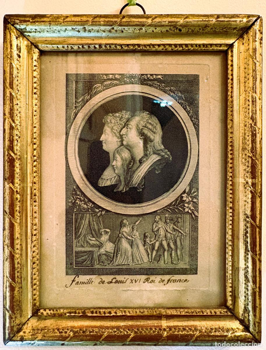 Arte: ESTAMPA GRABADO HIST&Oacute;RICO &Eacute;POCA 1795 RETRATO FAMILIA LUIS XVI MARIA ANTONIETA ARREST PRISION TEMPLE