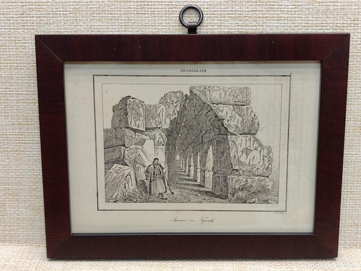 Arte: Ruinas de Tirinto. Welt-Gem&auml;lde-Gallerie. 1836. Grabado de Adolf Gnauth. Cuadro.