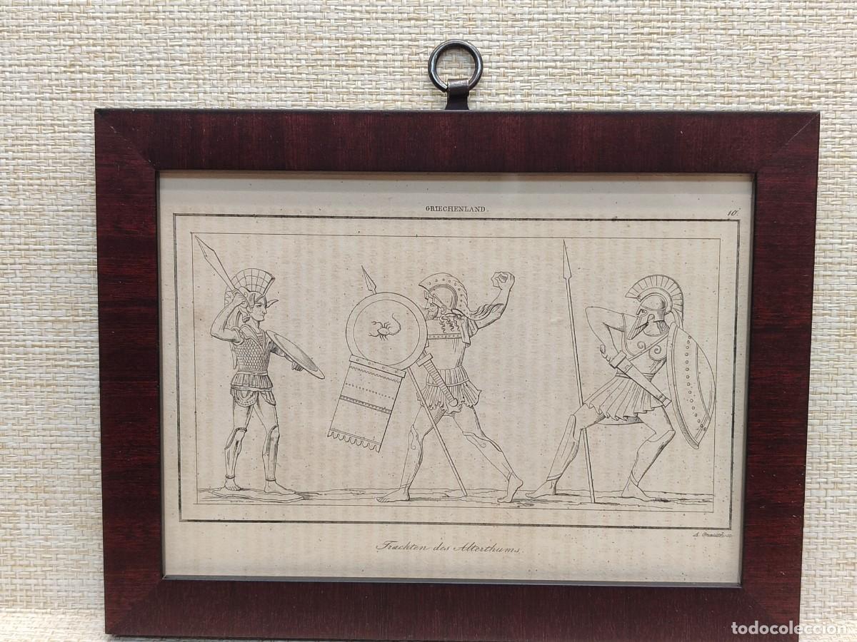 Arte: Guerreros Antigua Grecia. Welt-Gem&auml;lde-Gallerie. 1836. Grabado de Adolf Gnauth. Cuadro.