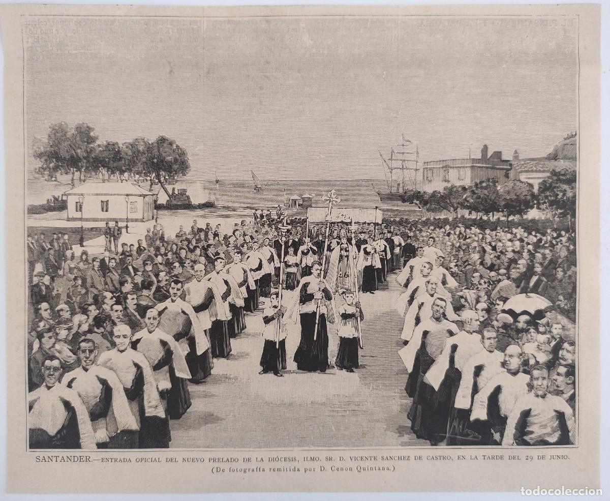 Arte: GRABADO. ESPA&Ntilde;A. CANTABRIA. SANTANDER. UNA PROCESION RELIGIOSA. RELIGION. SOCIEDAD.