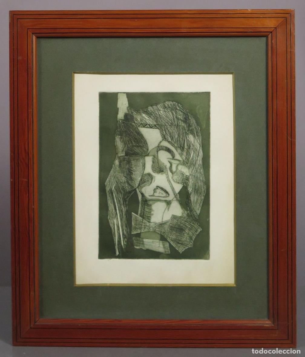 Arte: ROSTRO DE HOMBRE CON PAJARITA. SIGUIENDO MODELOS CUBISTAS. FIRMADO. GRABADO. SIGLO XX