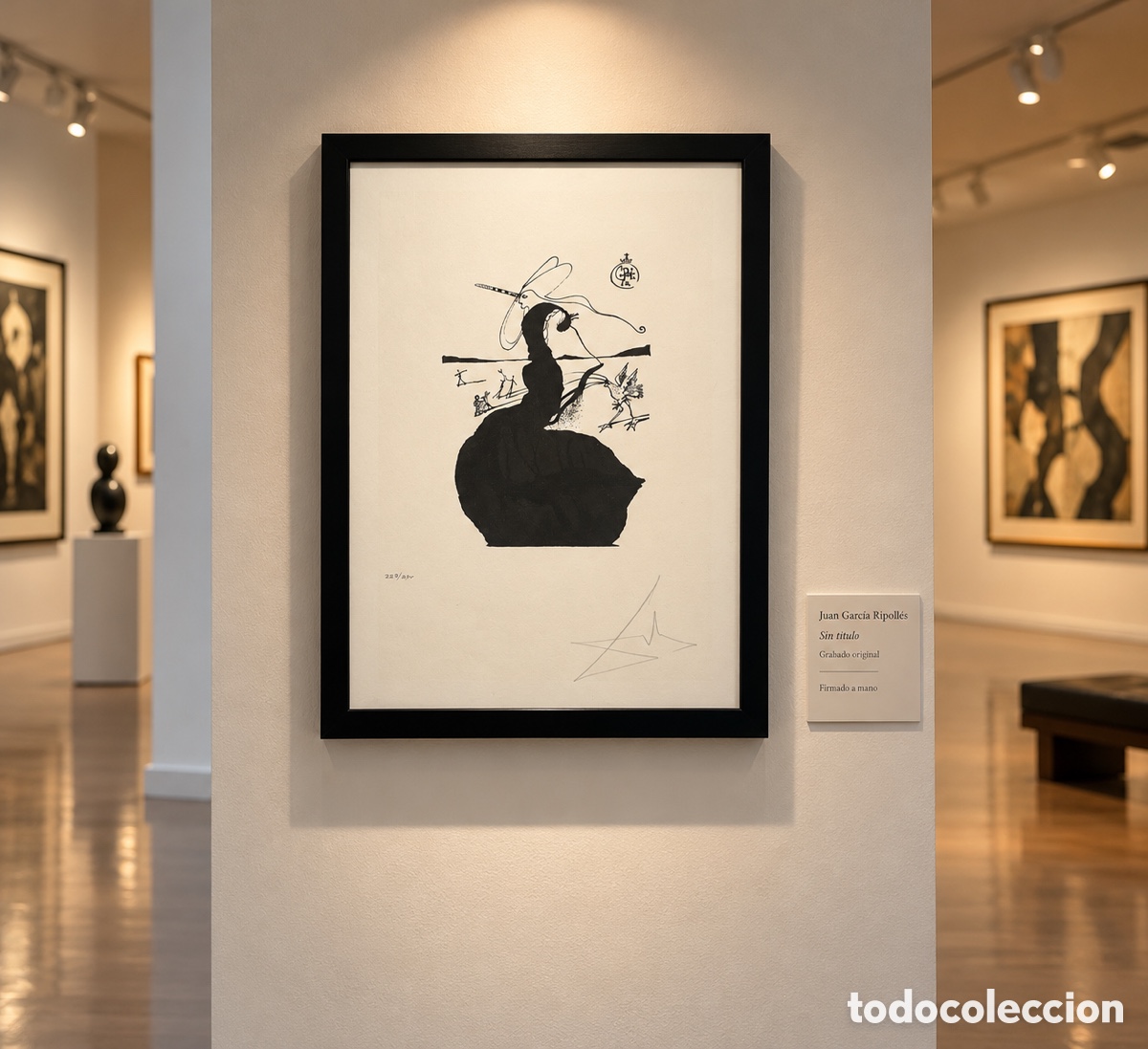 Arte: SALVADOR DAL&Iacute; (1904&ndash;1989) &mdash; SERIE BABAOUO Estampa surrealista enmarcada