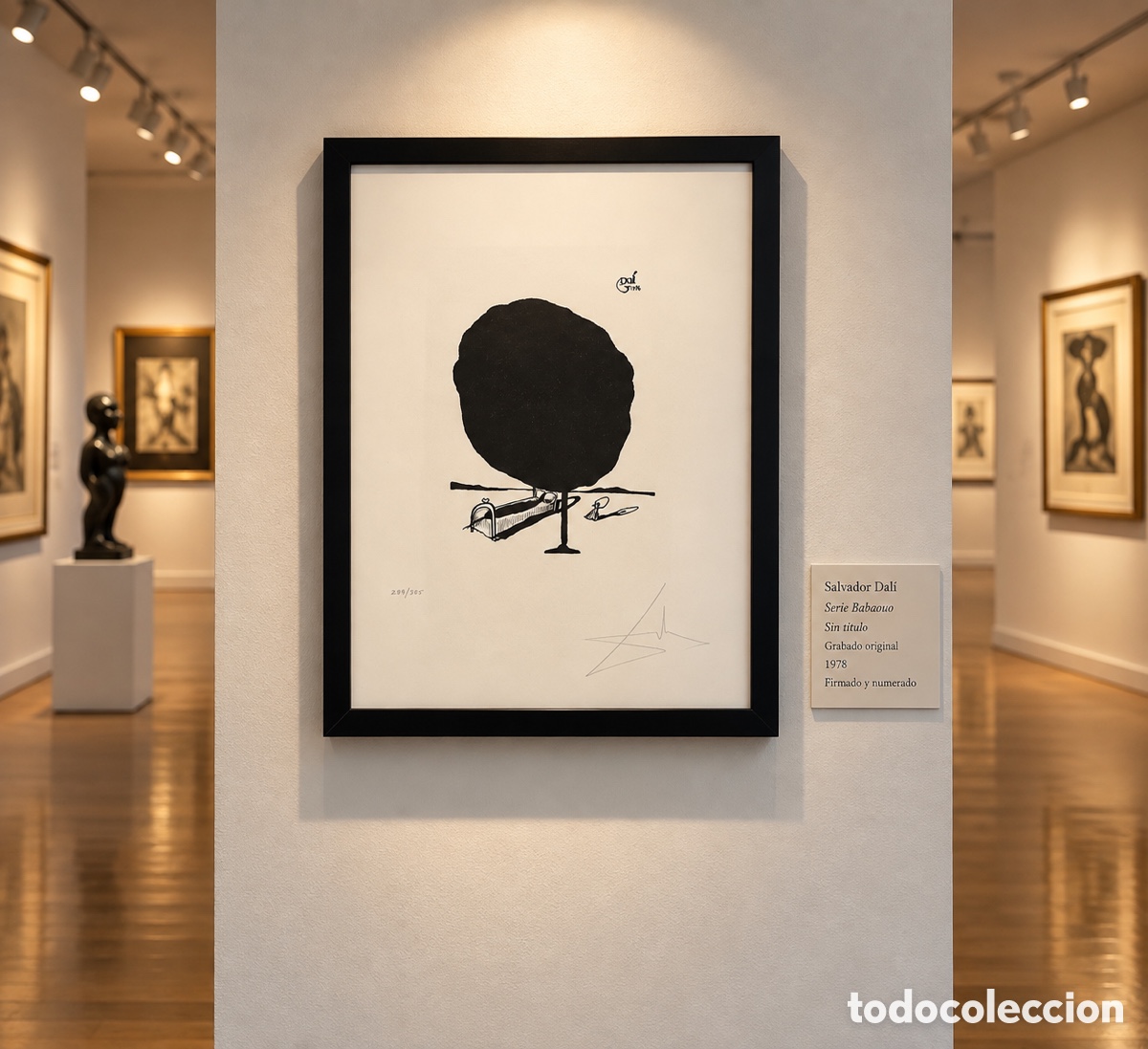 Arte: SALVADOR DAL&Iacute; (1904&ndash;1989) &mdash; SERIE BABAOUO Estampa surrealista enmarcada