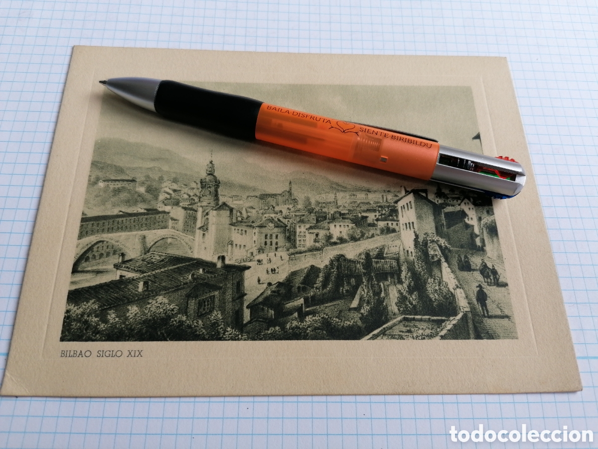 Arte: ANTIGUO GRABADO BILBAO SIGLO XIX FELICITACI&Oacute;N NAVIDE&Ntilde;A INDUSTRIAS PARSI