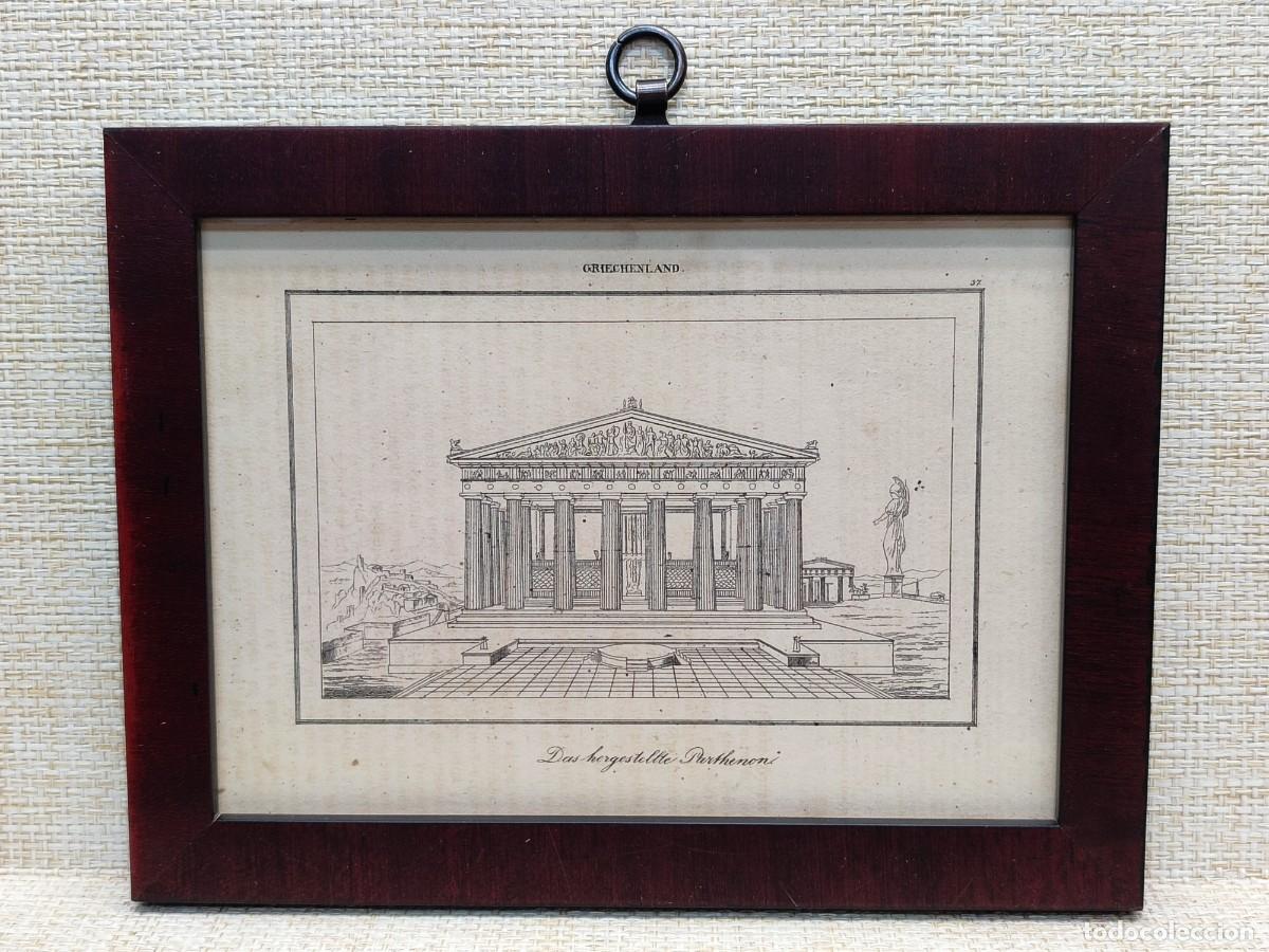 Arte: Fachada del Parten&oacute;n. Welt-Gem&auml;lde-Gallerie. 1836. Grabado. Cuadro.
