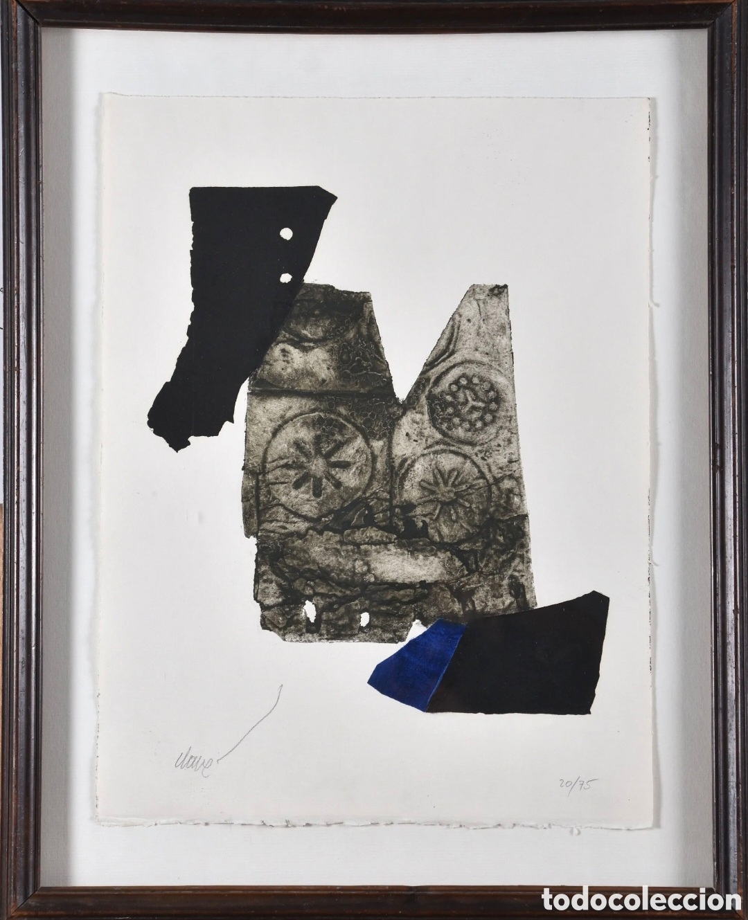 Art: ANTONI CLAVE 1913-2005 Sin t&iacute;tulo grabado carborundo 41x30 firmado 20/75 - Marco madera