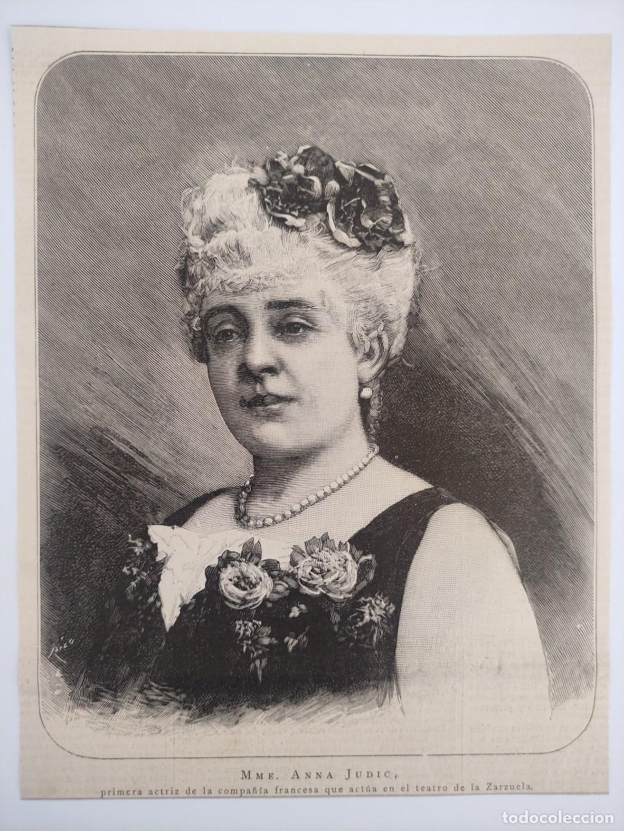 Art: GRABADO. RETRATOS. ANNA JUDIC. TEATRO ZARZUELA (MADRID). ACTRIZ COMPA&Ntilde;IA FRANCESA.