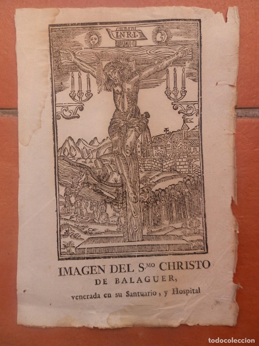 Arte: Grabado antiguo, xilograf&iacute;a del siglo XIX de la Imagen del Sant&iacute;simo Cristo de Balaguer.