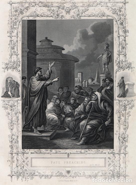 Arte: GRABADO AL ACERO DE 1864, SAN PABLO EN EL ARE&Oacute;PAGO DE ATENAS. THOMAS KELLY & CO., FLEETWOOD