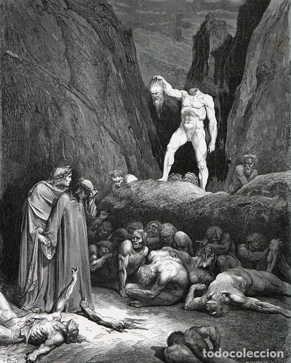 Arte: DOR&Eacute;, XILOGRAF&Iacute;A c.1883. DIVINA COMEDIA, DANTE. INFIERNO, BERTR&Aacute;N DE BORN, EL MAL CONSEJERO. GRABADO