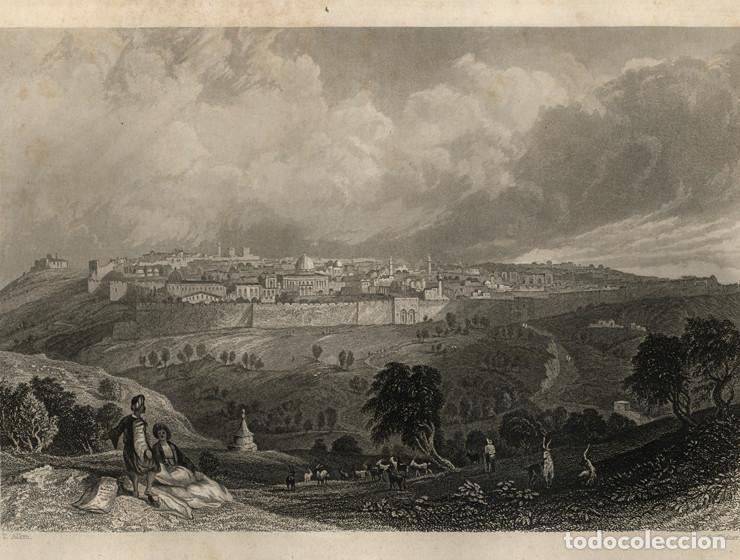 Arte: GRABADO AL ACERO DE c. 1850, VISTA DE JERUSAL&Eacute;N. GRAV&Oacute; S. FISHER DE ORIGINAL DE THOMAS ALLOM