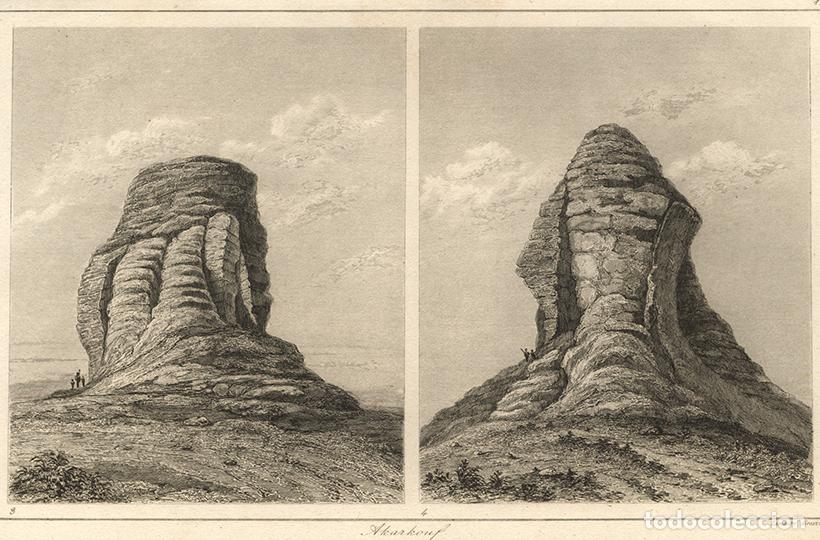 Arte: GRABADO AL ACERO DE 1852, 2 VISTAS DE AQAR QUF, ZIGURAT KASSITA, ANTIGUA MESOPOTAMIA, DE LEMA&Icirc;TRE