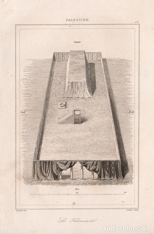 Arte: GRABADO AL ACERO DE 1845, ESQUEMA/VISTA DEL TABERN&Aacute;CULO DE LOS HEBREOS, ANTIGUA PALESTINA, LEMA&Icirc;TRE