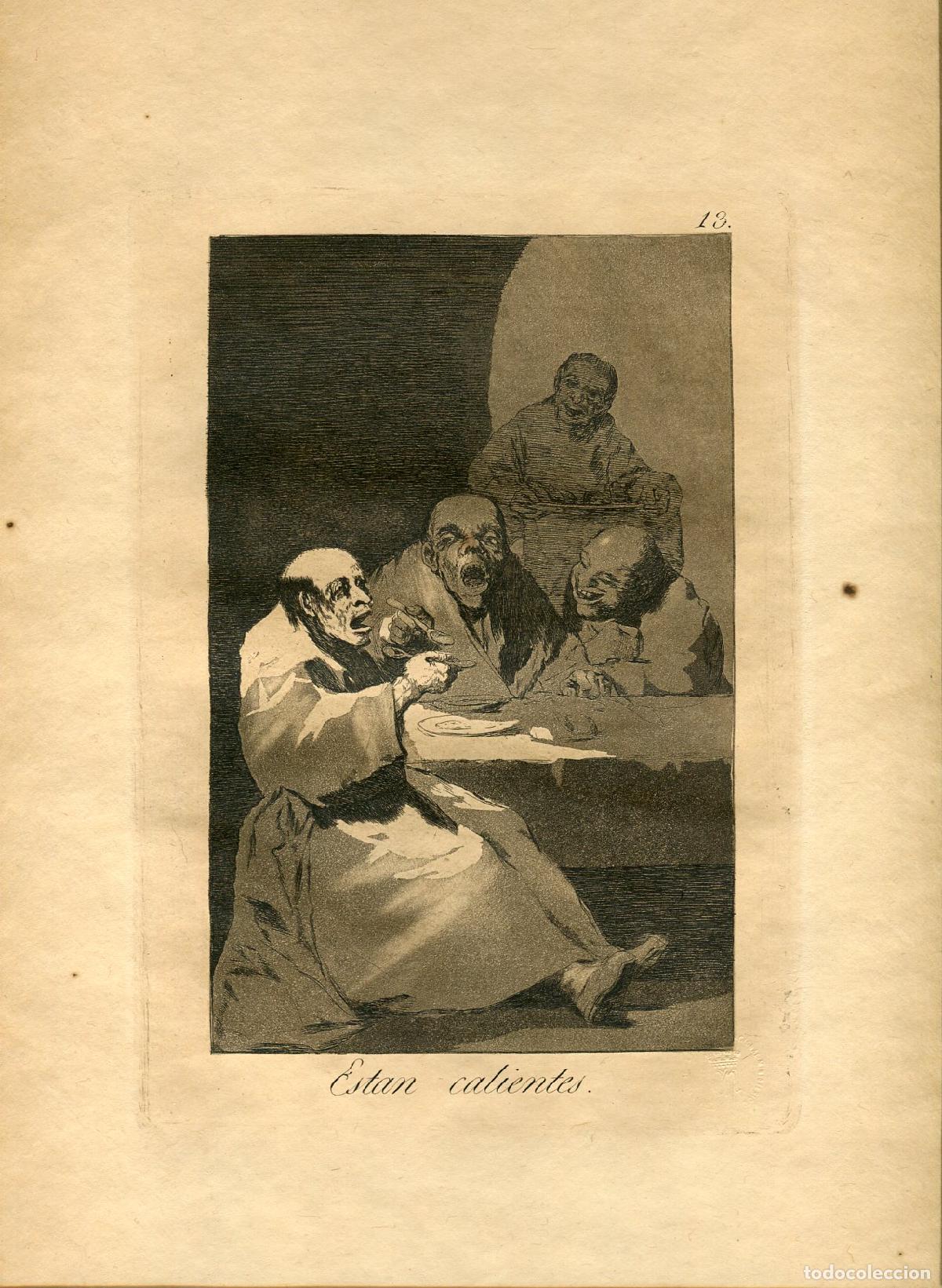 Arte: Est&aacute;n calientes, Capricho n&ordm; 13 - Aguafuerte original de Goya - Ed. 1937