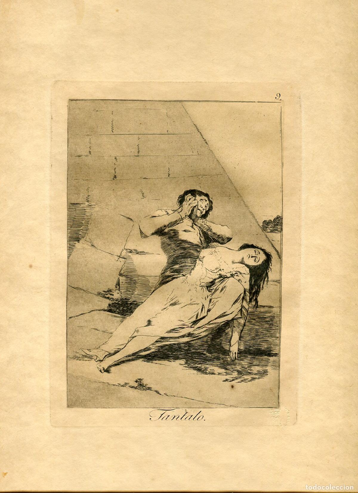 Arte: T&aacute;ntalo, Capricho n&ordm; 9 - Aguafuerte original de Goya - Ed. 1937