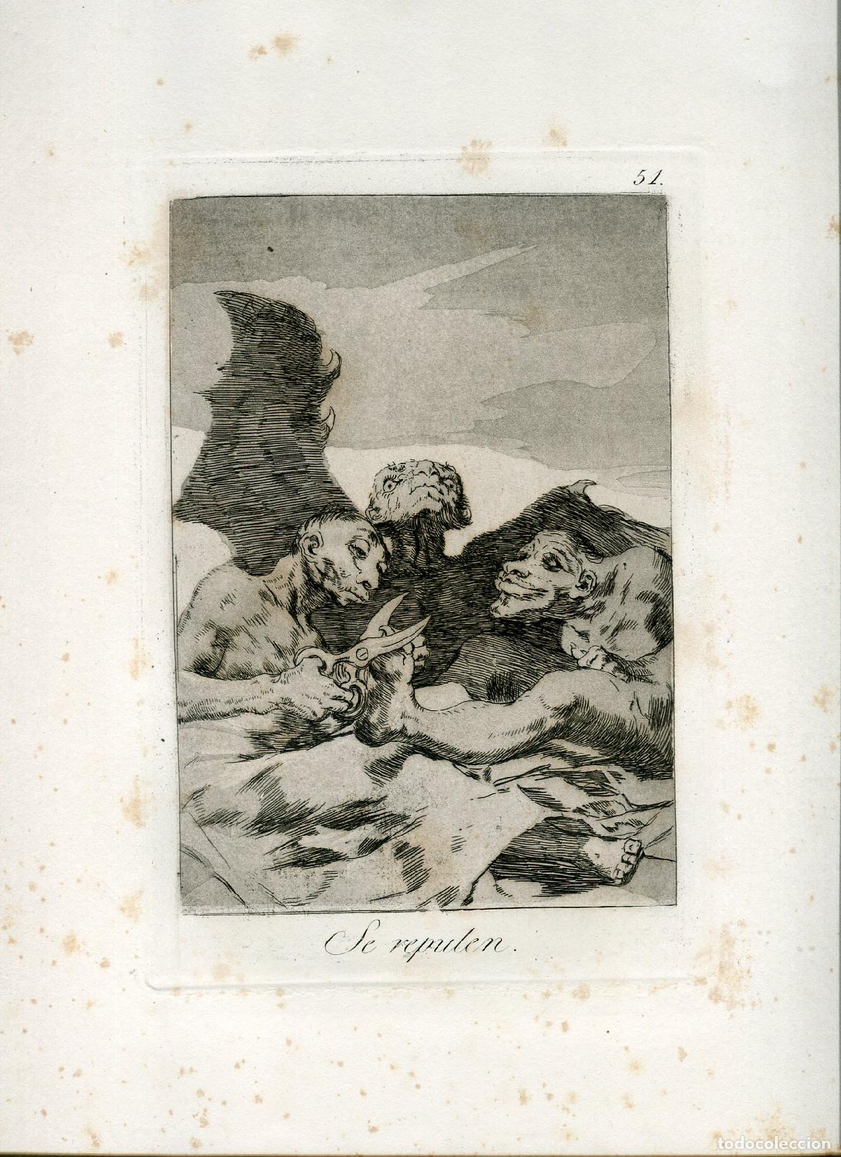 Arte: Se repulen, Capricho n&ordm; 51 - Aguafuerte original de Goya - 5&ordf; ed. 1881-1886