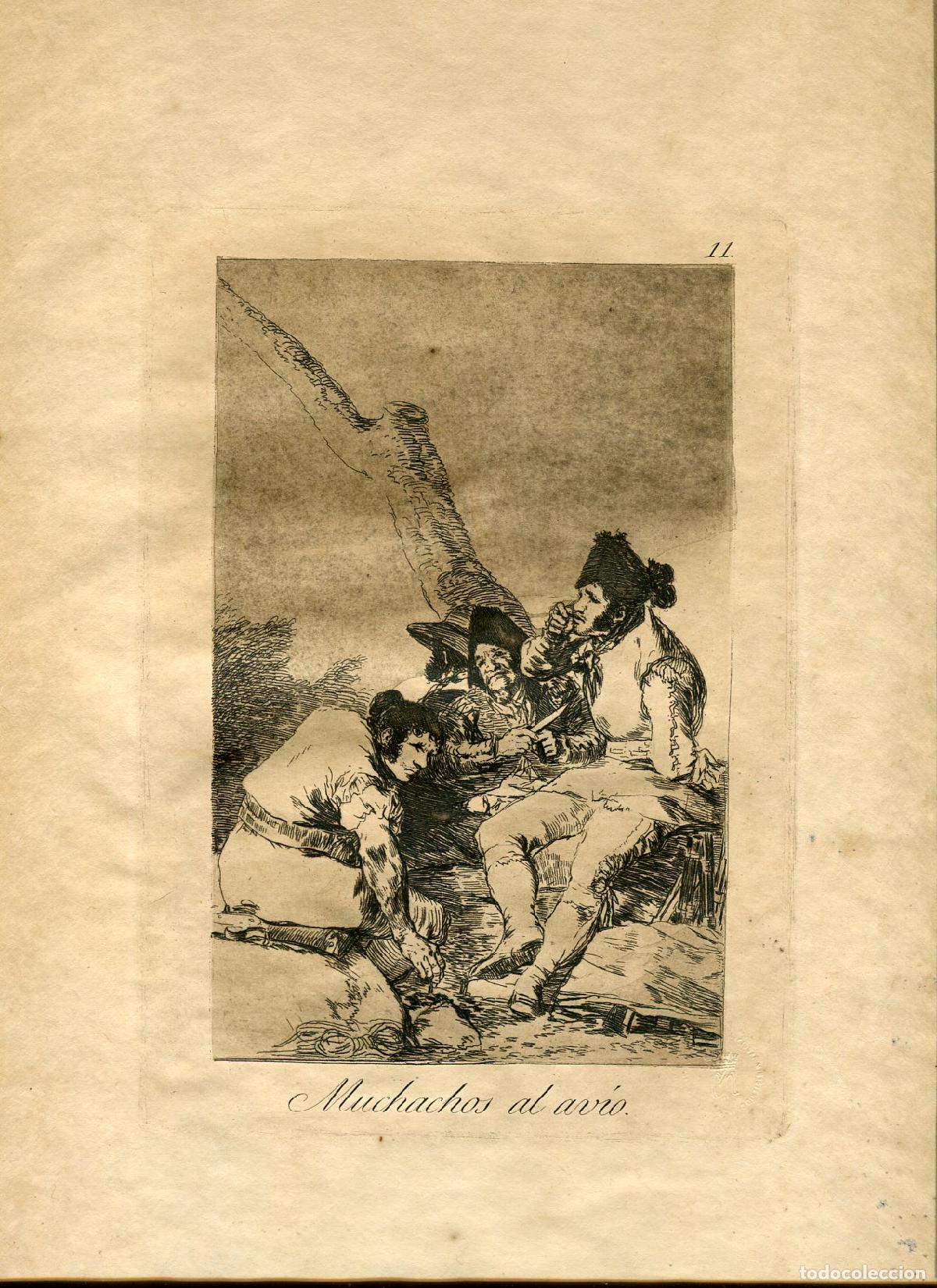Arte: Muchachos al av&iacute;o, Capricho n&ordm; 11 - Aguafuerte original de Goya - Ed. 1937