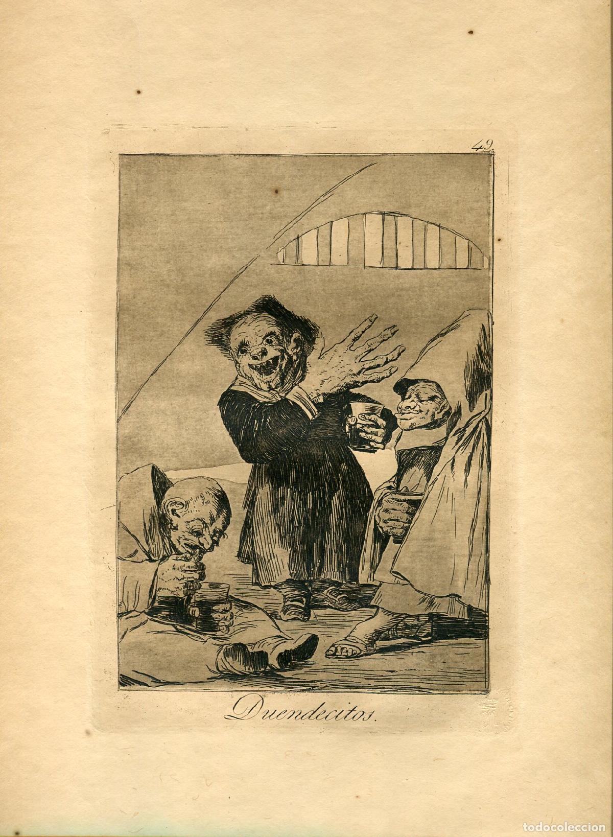 Arte: Duendecitos, Capricho n&ordm; 49 - Aguafuerte original de Goya - Ed. 1937