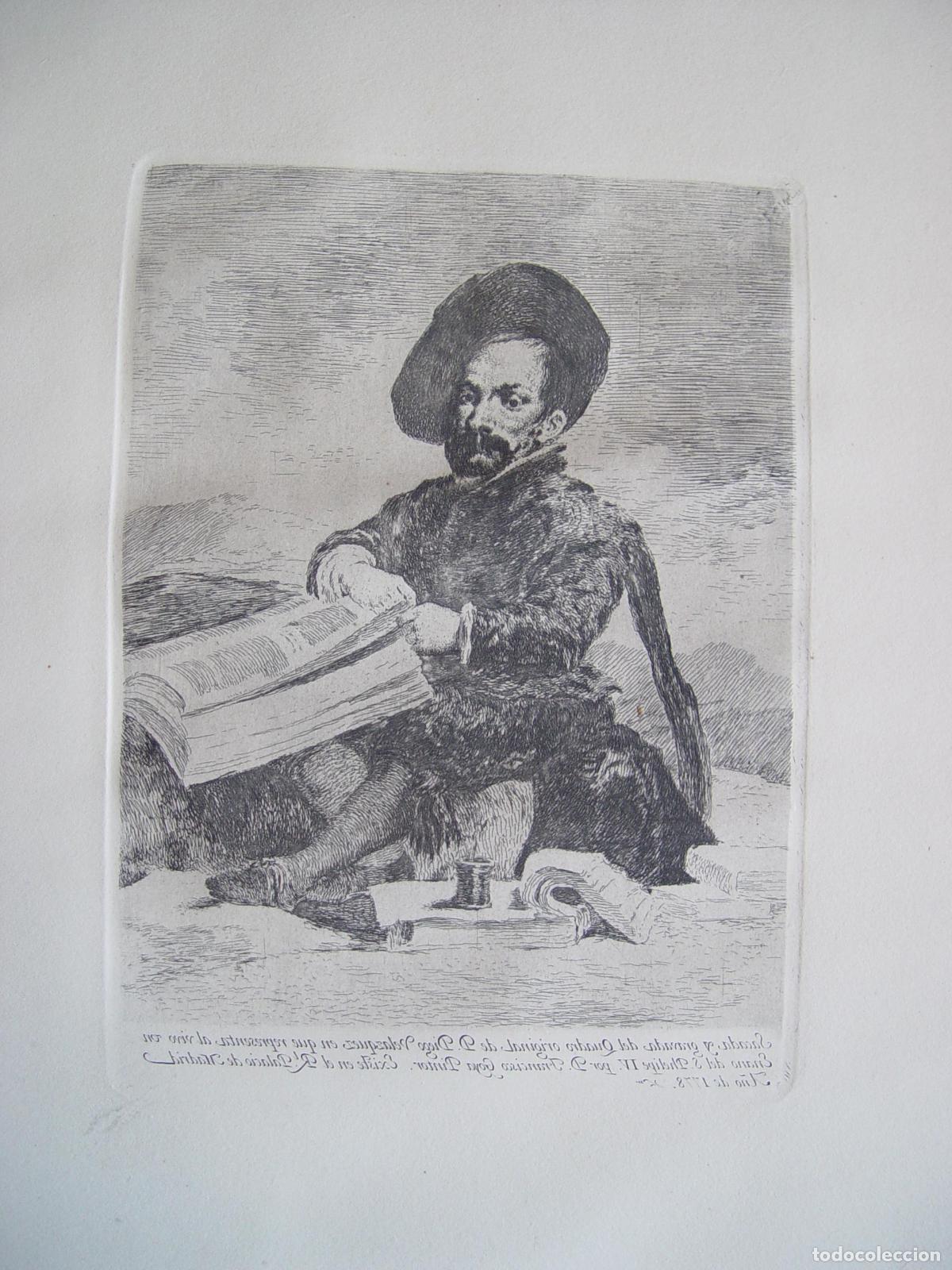 Arte: Un enano (El Primo), seg&uacute;n Vel&aacute;zquez - Aguafuerte de Goya - 1778
