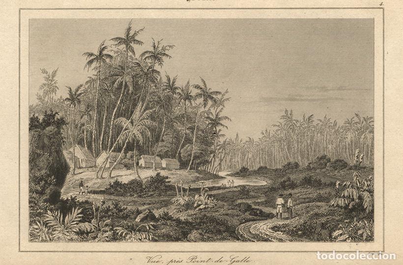 Arte: GRABADO AL ACERO DE 1850, PROXIMIDADES DEL PUERTO DE GALLE EN EL SUR DE CEIL&Aacute;N, DE LEMA&Icirc;TRE