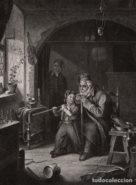 Arte: GRABADO AL ACERO DE 1849, EL VIEJO SOLDADO INV&Aacute;LIDO, DE KARL VON ENHUBER. GRAB&Oacute; KRAUSSE. A. H. PAYNE