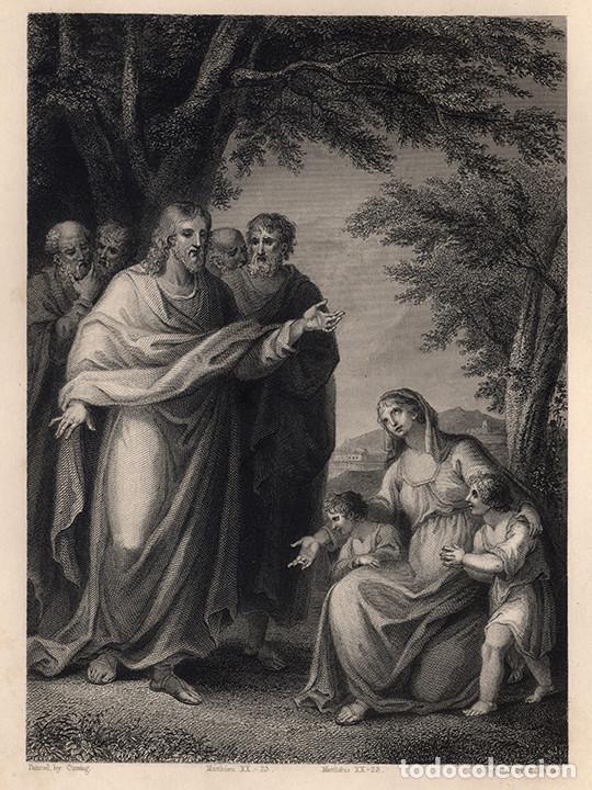 Arte: GRABADO AL ACERO DE 1843, LA MADRE DE LOS HIJOS DE ZEBEDEO, DE CUNNING, 4&ordm;, GRAB&Oacute; STAINES. BIBLIA