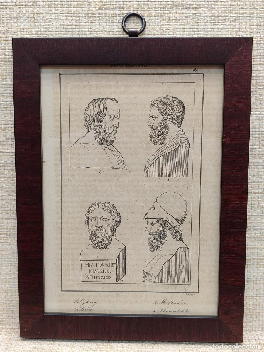 Arte: Celebres figuras griegas . Welt-Gem&auml;lde-Gallerie. 1836. Grabado de G. Weng. Cuadro.