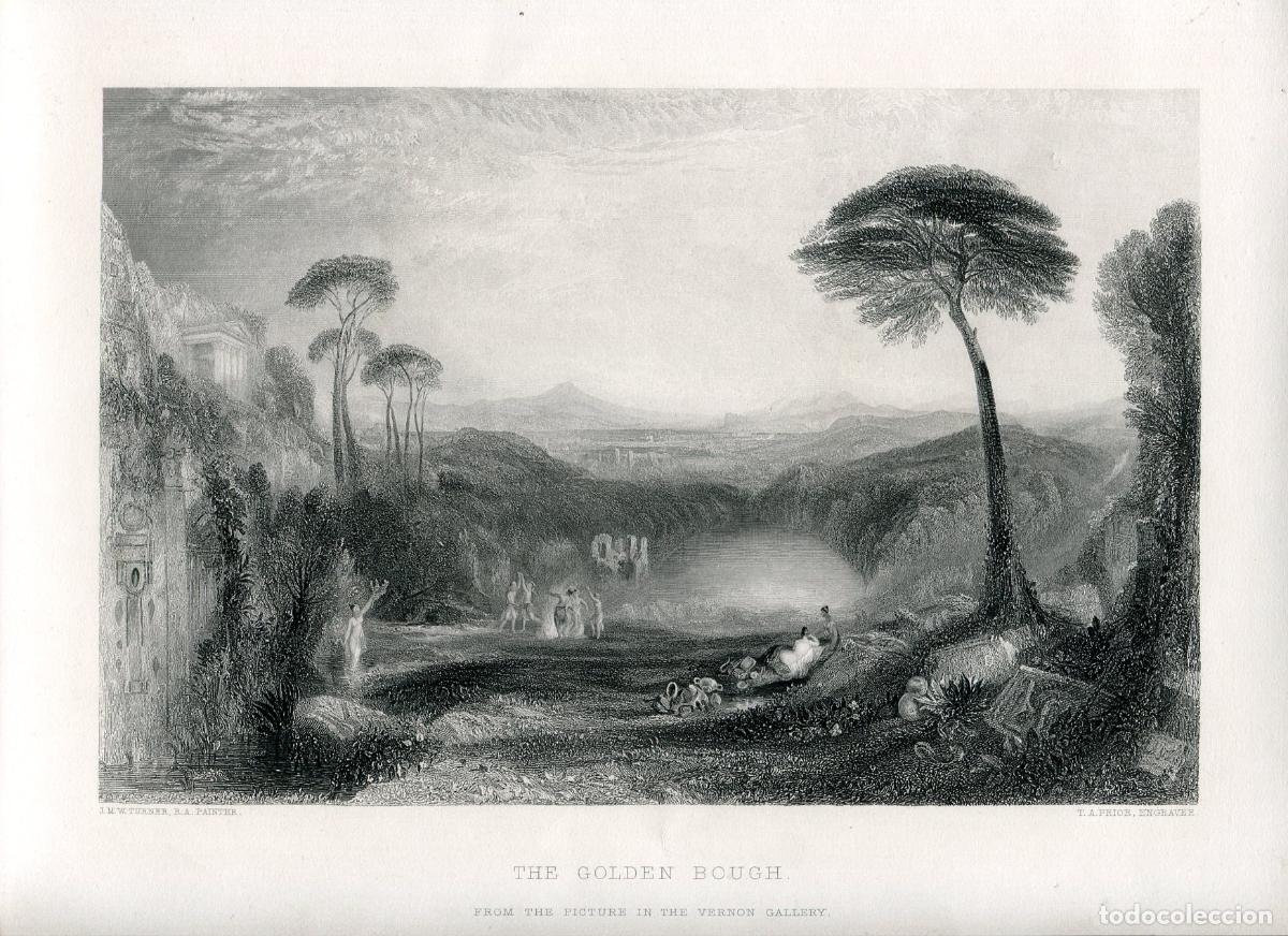 Arte: La rama dorada, seg&uacute;n J.M.W. Turner - Grabado original de T.A. Prior - 1851
