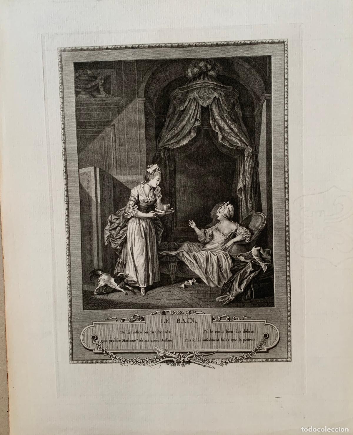 Art: Le Bain - grabado original al buril - Freudeberg y Romanet - Par&iacute;s, 1774