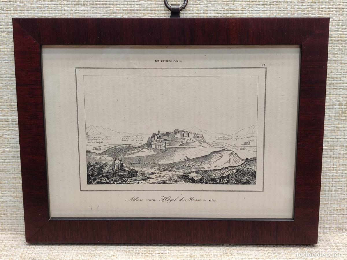 Arte: Atenas desde la colina del Museo . Welt-Gem&auml;lde-Gallerie. 1836. Grabado. Cuadro.