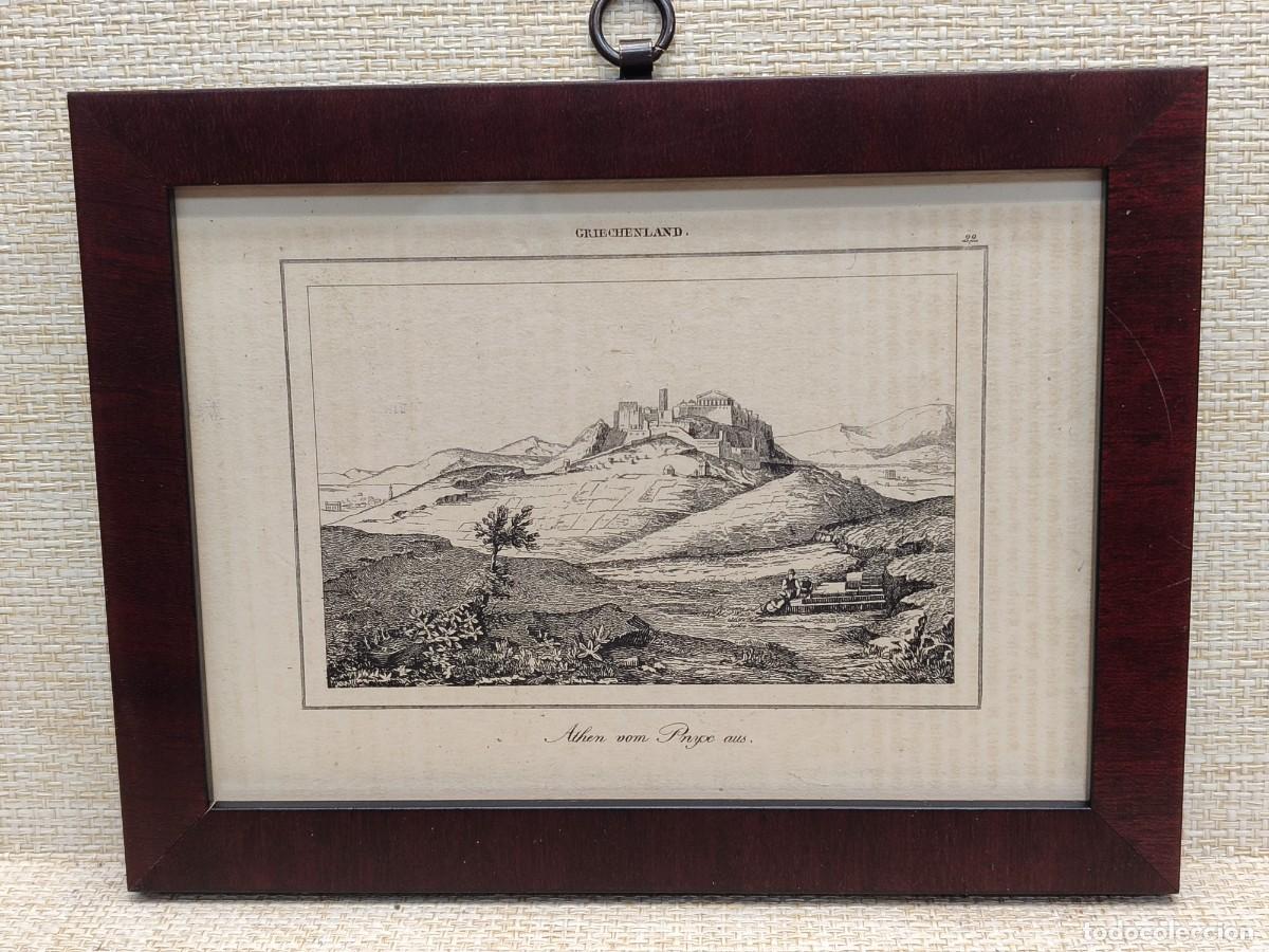 Arte: La Acr&oacute;polis desde la colina del Pnyx . Welt-Gem&auml;lde-Gallerie. 1836. Grabado. Cuadro.