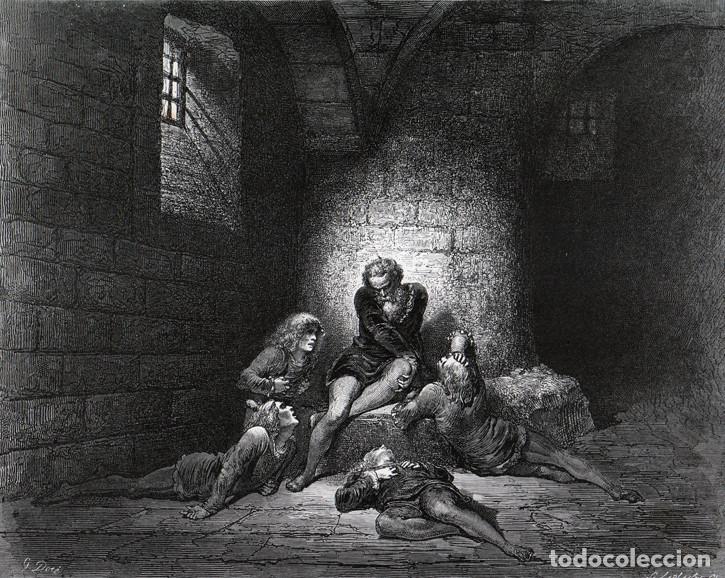 Arte: DOR&Eacute;, XILOGRAF&Iacute;A DE c.1883. DIVINA COMEDIA, DANTE. INFIERNO, UGOLINO Y SUS HIJOS ENCERRADOS. GRABADO